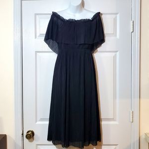 Express off shoulder black midi dress